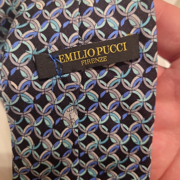 Emilio Pucci Sapphire/Turquoise Pattern Tie - Picture 6 of 8